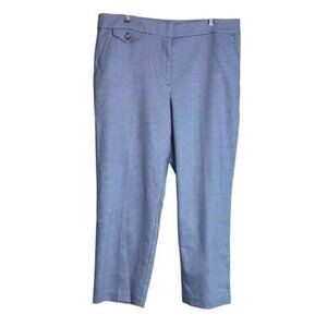 LOFT Blue Houndstooth Ankle Pants Size 12 Stretch